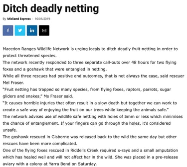 Ditch Deadly Netting