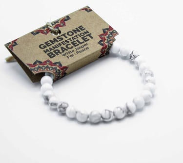a bracelet bracelet with a white marbled bead