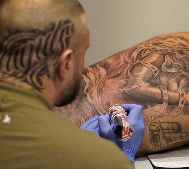 Client getting a tattoo at Miami tattoo studio