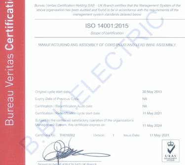 verified ISO14001:2015 certificate of bbk electric