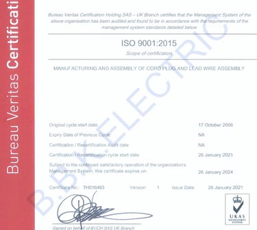 Verified ISO9001:2015 certificate of bbk electric