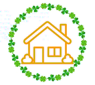 House icon inside of clover border
