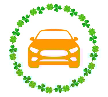 Car icon inside of clover border