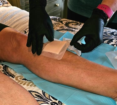Physical and occupational therapy: performing wound care in a patient home.
