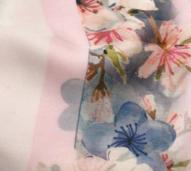 Custom floral textile design printed on Organza Fabric