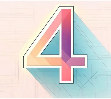a number four with a colorful background
