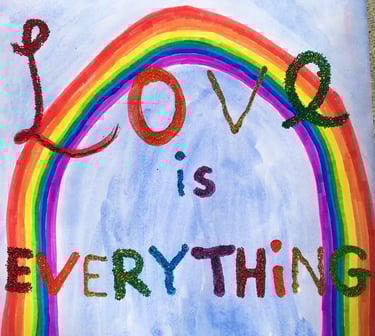 Mixed media "Love is Everything" art therapy example