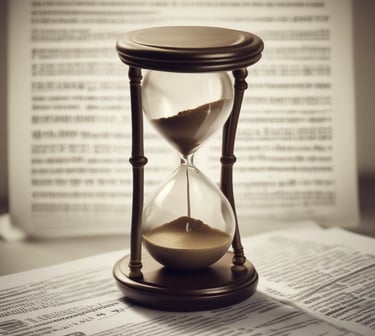 reloj de arena sobre documentos