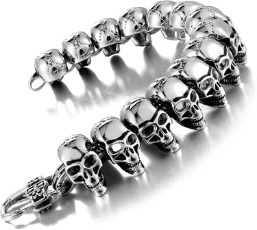 Skull Head Gothic Biker Bracelet for Men
