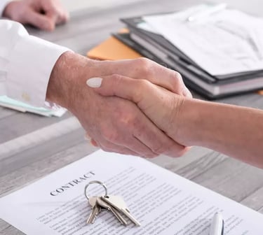 a man and woman shaking hands