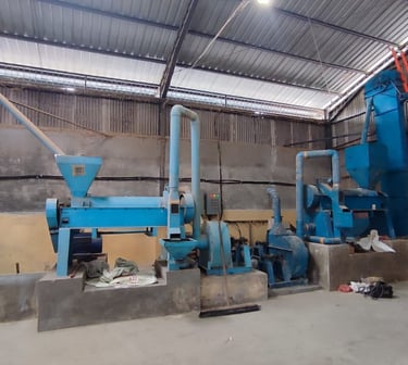 Modern machinery for drying, winnowing, and grading at Dwipa Coffee export operations