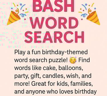Birthday Word Search