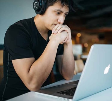 Student being taught meditation on Zoom