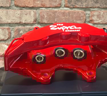 CTSV front calipers powder coated in Astatic Red for The Zupra Channel