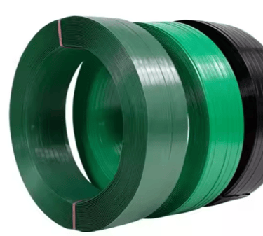 Ventora PET straps tightly securing export pallets in warehouse