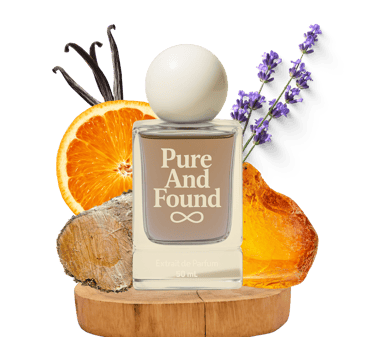 PureAndFound Unisex fragrance bottle featuring dried orange, fig, and lavender.
