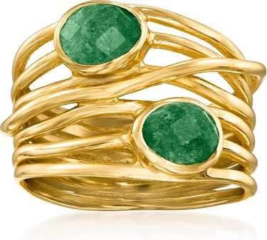 Prom Look Idea Emerald Green Ring in 18kt Gold Over Sterling. Ross-Simons