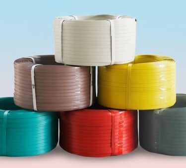 PP strap rolls displayed with color options