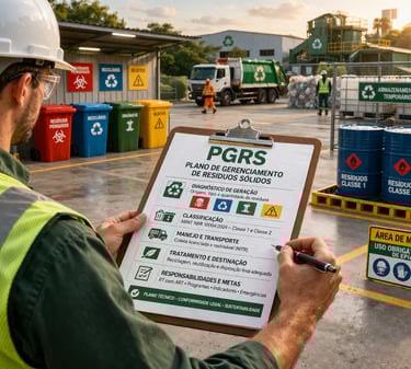 Engenheiro elaborando o PGRS