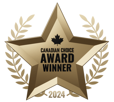 2024 Canadian Choice Award Winner logo with laurel wreath and maple leaf emblem.