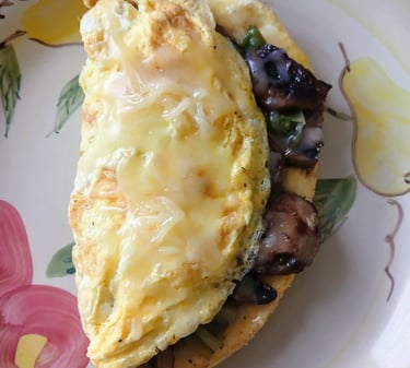 mushroom with green onions omelet