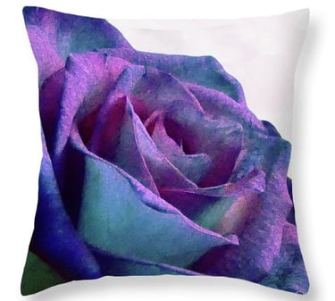 Digital image of a rose design on a throw pillow.