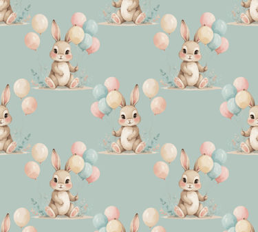a bunny rabbit with balloons and balloons