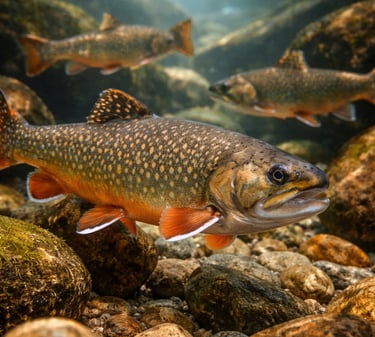 A Brook Trout in a stream, identified by an environmental consultant during an NHE survey.