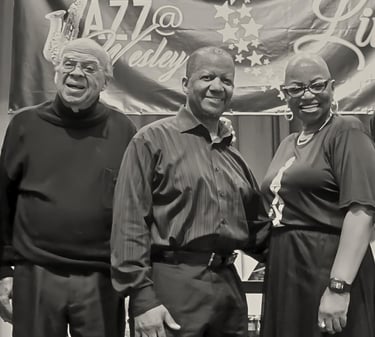 Tiya! with performers at Jazz@Wesley.