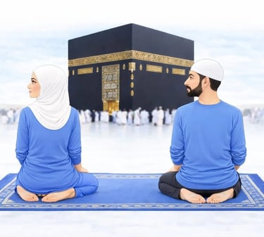 Muslim ending prayer by turning head to the left saying salam