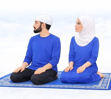 Muslim ending prayer by turning head to the right saying salam