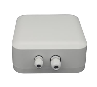 Compact white Creanode Gateway unit with rounded edges and two front-facing cable ports