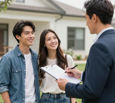 A sleek, modern office space with gold and white accents reflecting the luxury of Popov Estates.