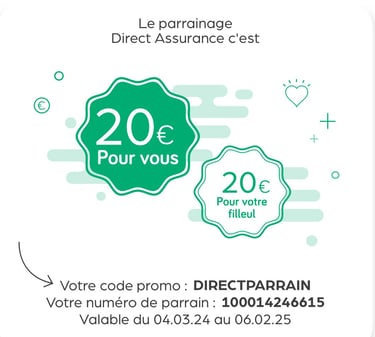 code promo 20€ cash direct assurance réduction parrainage directassurance www.codepromosanspubs.com
