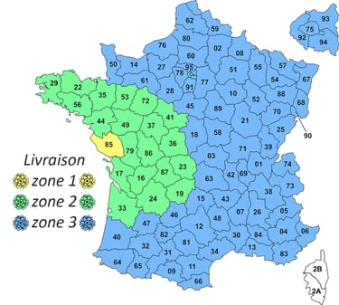 zone de livraison en France Métropolitaine (hors iles)