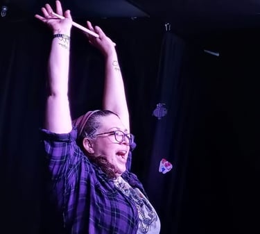 Hands up drumming on stage