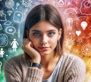 Una chica está contenta a la espera de recibr su sesión de psicoterapia