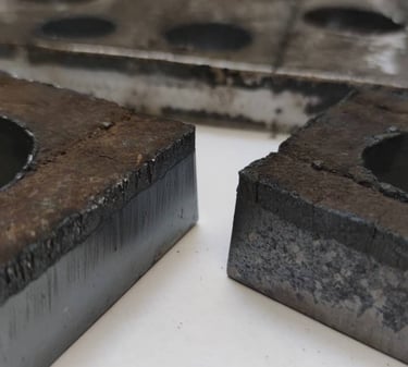Elementy wypalone z blach napawanych MGB, wypałki 8+5