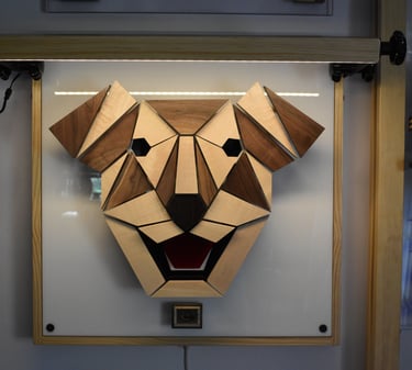 WOODY wall pic-light bar/case-richWOODart.com-25 1/2"x25 1/2-18 lbs.+  
