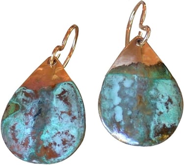 Patina Solid Brass Small Textured Teardrop Dangle Earrings by Elaine Coyne