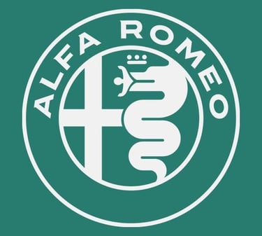 a logo Alfa Romeo white with background green