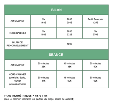 Tarif de Julie Frapsauce Ergothérapeute libérale proche Poitiers à Migné-Auxances