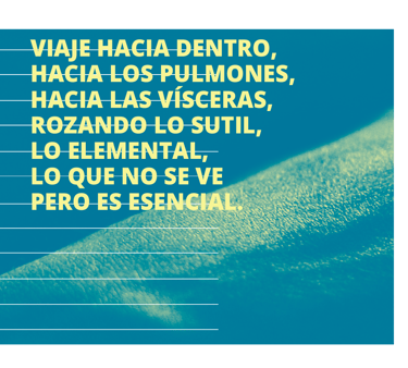 viaje hacia dentro, hacia los pulmones, hacia las vísceras, rozando lo sutil y lo elemental