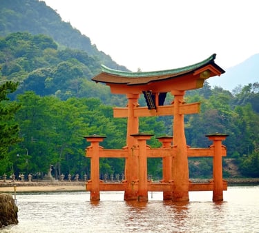 a large orange gate 