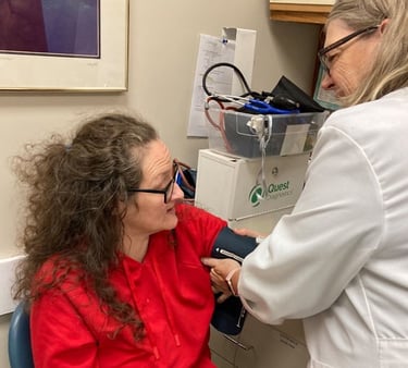 A patient in triage at the Center for Hope and Healing