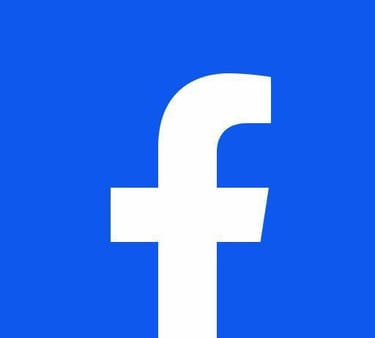 a white facebook logo on a blue background