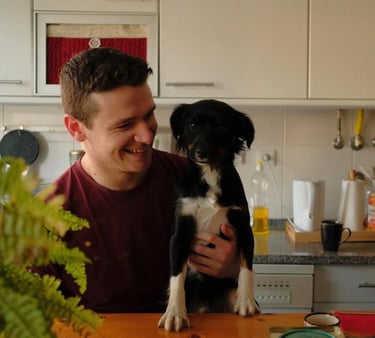 Online Tutor with dog