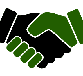 a handshake of a handshake with a green background