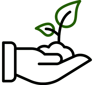a hand holding a plant with a green leaf