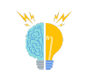 Ícono de Foco con cerebro, representada ideas estratégicas y planeación para emprender y poner un negocio.